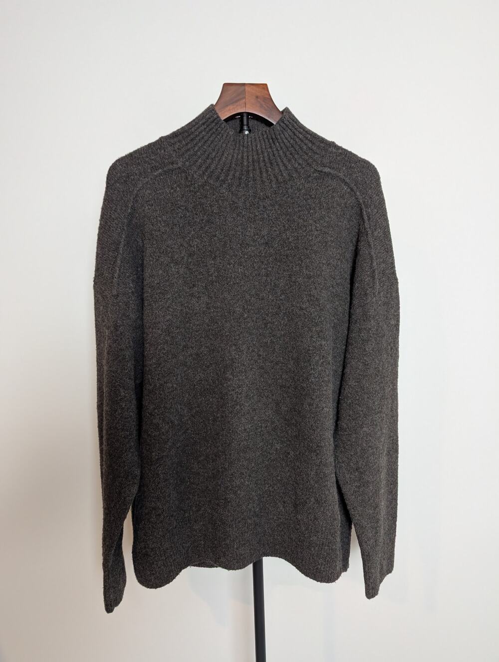 Mango MNG Oversized Ribbed Turtleneck Sweater - Charcoal